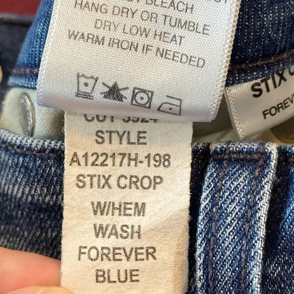 AMO DENIM Stix Crop Mid Rise Ankle Skinny Jeans Forever Blue Size 25 - Picture 9 of 9